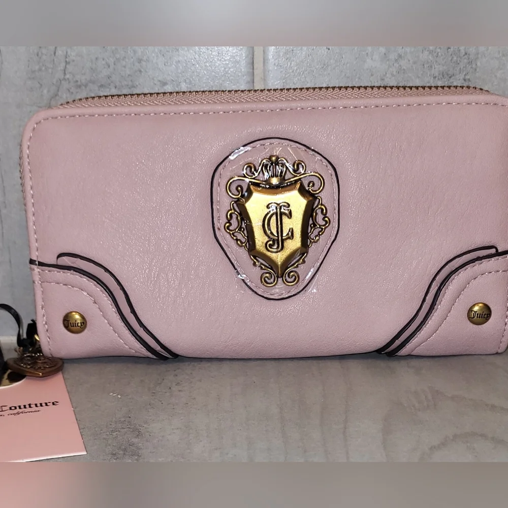 Juicy Couture Dusty Blush Pink, Romance Gusset Large Zipper Wallet - NWT